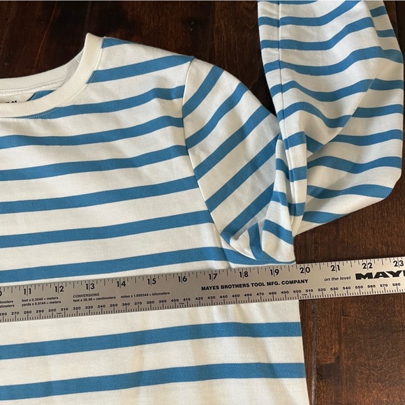Boden Mini T-shirt Dress 3/4 sleeve blue white striped size 8R preppy - Picture 10 of 11